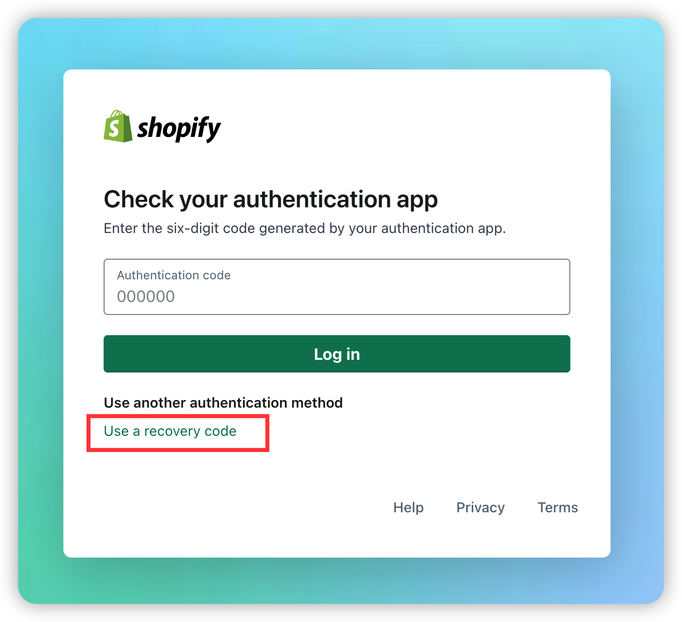 shopify 添加二步验证
